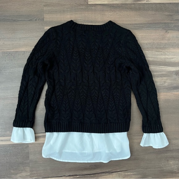 ELLE Layered Cable Knit Sweater Black White Size Small - Picture 7 of 7